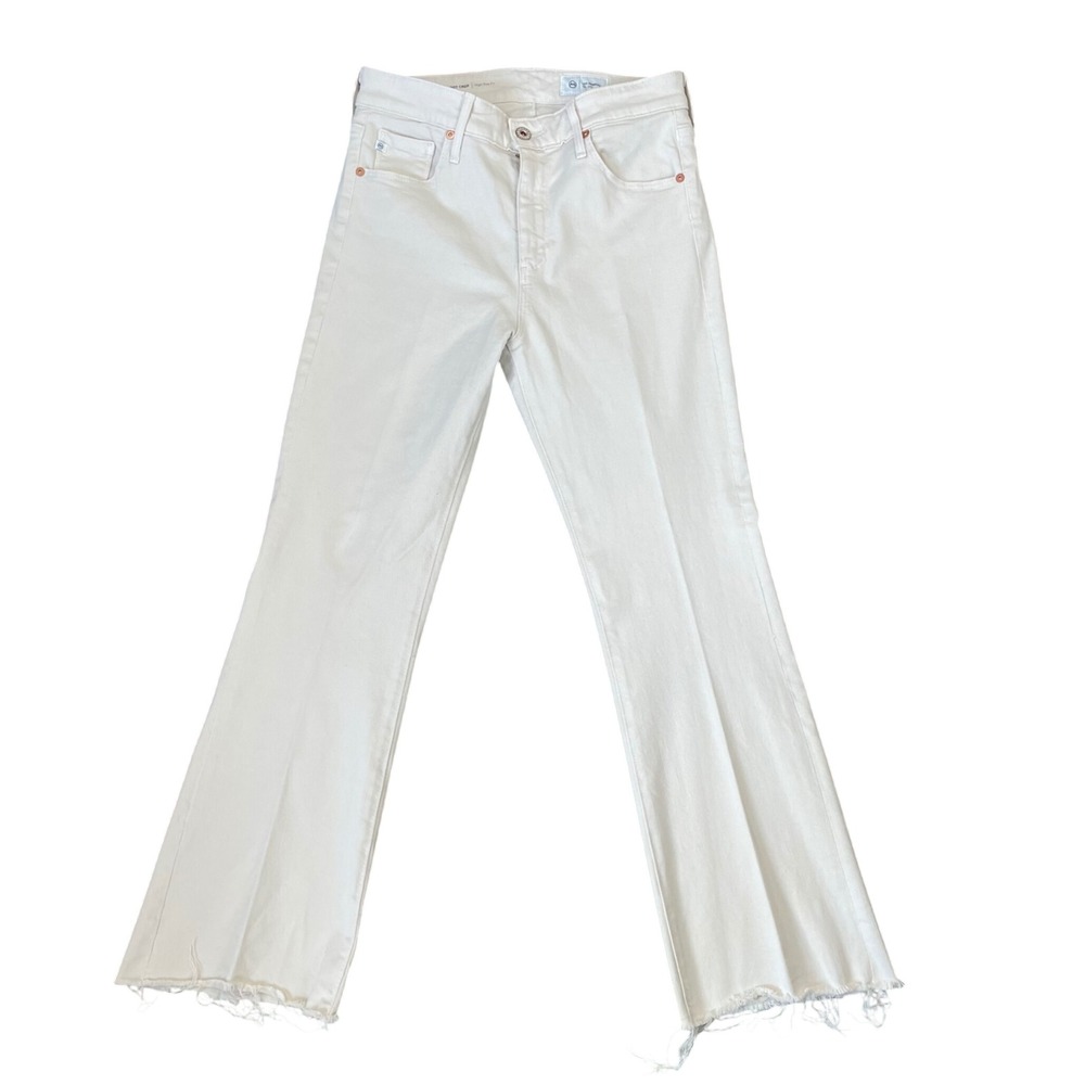 AG Adriano Goldschmied Farrah Boot Crop High Rise Ivory Jeans 28 HSD1D55VNIVAY